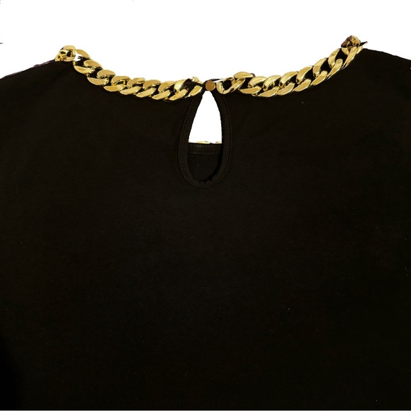 Calvin Klein Black Gold Choker Chain Neckline Tank Top Size S - Picture 6 of 8